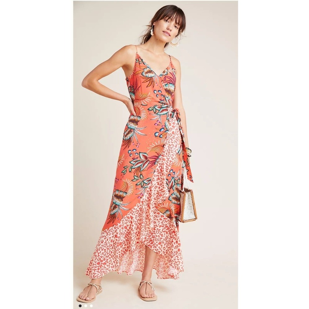Farm Rio for Anthropologie Musette Maxi Dress Wrap Dress Bold Maximalist L